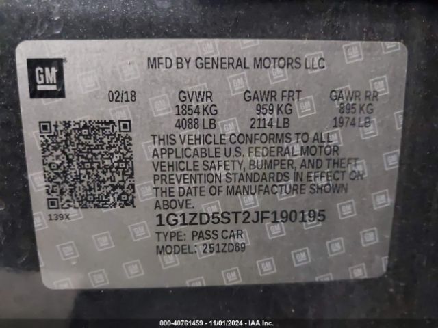 Photo 8 VIN: 1G1ZD5ST2JF190195 - CHEVROLET MALIBU 