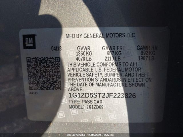 Photo 8 VIN: 1G1ZD5ST2JF223826 - CHEVROLET MALIBU 