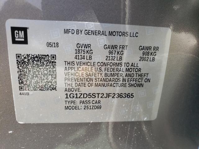 Photo 9 VIN: 1G1ZD5ST2JF236365 - CHEVROLET MALIBU LT 