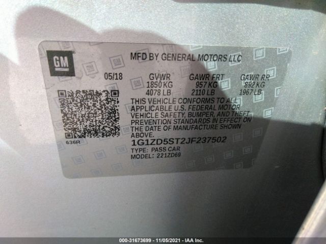 Photo 8 VIN: 1G1ZD5ST2JF237502 - CHEVROLET MALIBU 