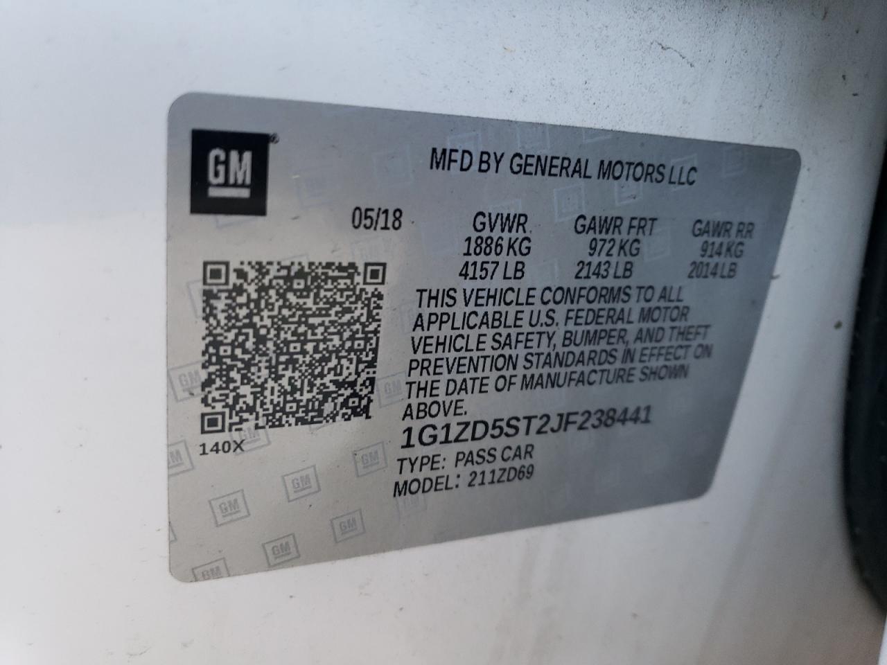 Photo 11 VIN: 1G1ZD5ST2JF238441 - CHEVROLET MALIBU 