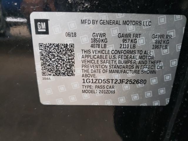 Photo 9 VIN: 1G1ZD5ST2JF252680 - CHEVROLET MALIBU LT 