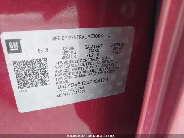 Photo 8 VIN: 1G1ZD5ST2JF254123 - CHEVROLET MALIBU 