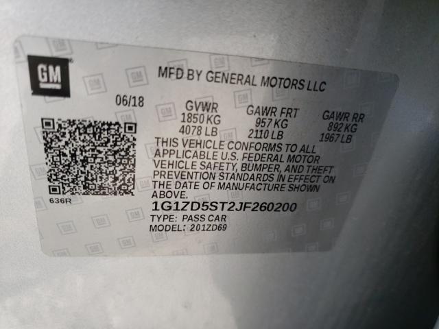 Photo 9 VIN: 1G1ZD5ST2JF260200 - CHEVROLET MALIBU LT 