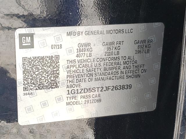 Photo 9 VIN: 1G1ZD5ST2JF263839 - CHEVROLET MALIBU LT 