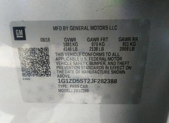 Photo 8 VIN: 1G1ZD5ST2JF282388 - CHEVROLET MALIBU 