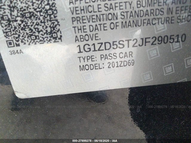 Photo 8 VIN: 1G1ZD5ST2JF290510 - CHEVROLET MALIBU 