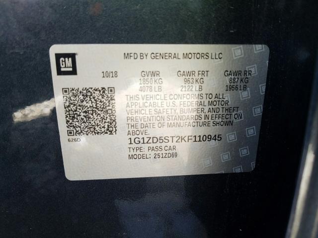 Photo 9 VIN: 1G1ZD5ST2KF110945 - CHEVROLET MALIBU LT 