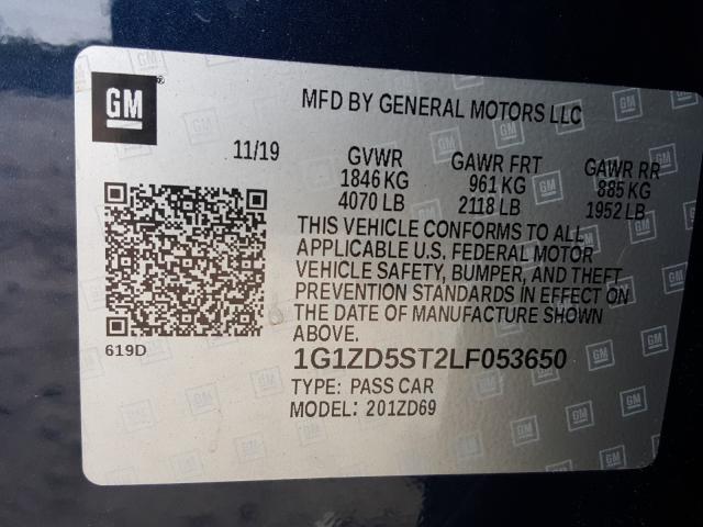 Photo 9 VIN: 1G1ZD5ST2LF053650 - CHEVROLET MALIBU LT 