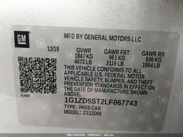 Photo 8 VIN: 1G1ZD5ST2LF067743 - CHEVROLET MALIBU 