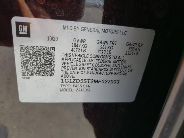 Photo 9 VIN: 1G1ZD5ST2MF027003 - CHEVROLET MALIBU LT 