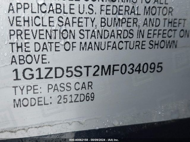 Photo 8 VIN: 1G1ZD5ST2MF034095 - CHEVROLET MALIBU 