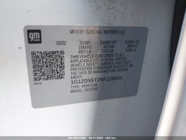 Photo 8 VIN: 1G1ZD5ST2NF120444 - CHEVROLET MALIBU 