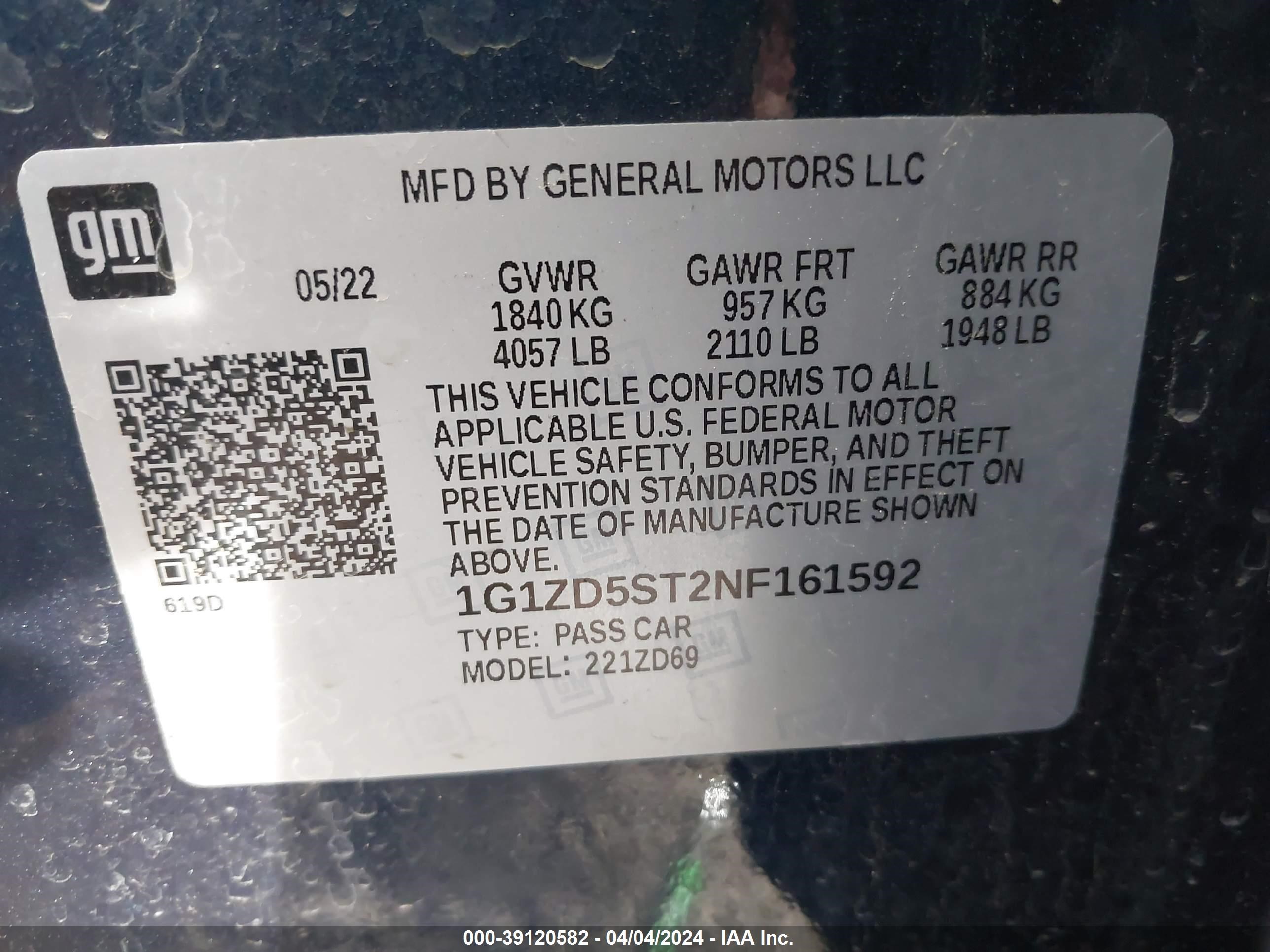 Photo 8 VIN: 1G1ZD5ST2NF161592 - CHEVROLET MALIBU 