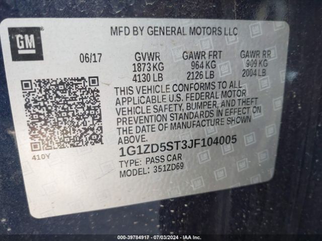 Photo 8 VIN: 1G1ZD5ST3JF104005 - CHEVROLET MALIBU 