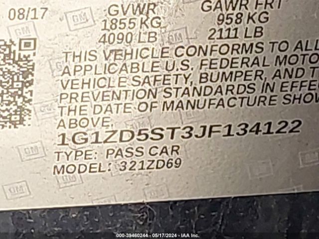 Photo 8 VIN: 1G1ZD5ST3JF134122 - CHEVROLET MALIBU 