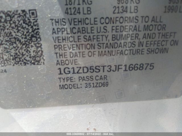 Photo 8 VIN: 1G1ZD5ST3JF166875 - CHEVROLET MALIBU 