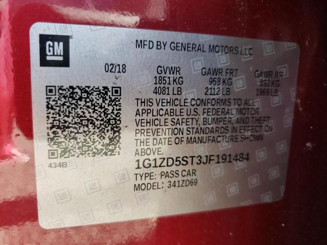 Photo 11 VIN: 1G1ZD5ST3JF191484 - CHEVROLET MALIBU LT 