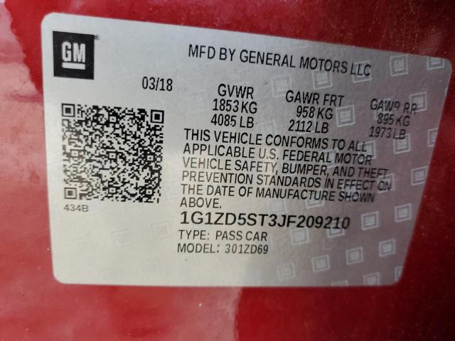 Photo 11 VIN: 1G1ZD5ST3JF209210 - CHEVROLET MALIBU LT 