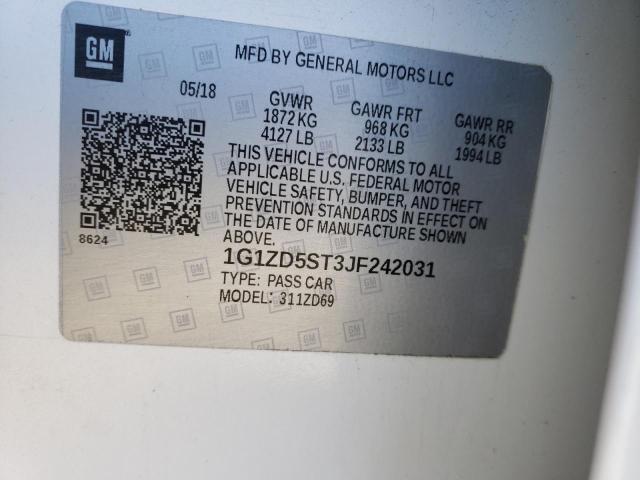 Photo 9 VIN: 1G1ZD5ST3JF242031 - CHEVROLET MALIBU LT 