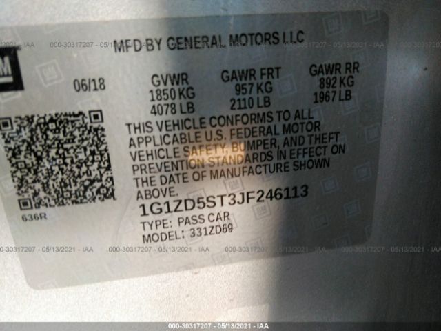 Photo 8 VIN: 1G1ZD5ST3JF246113 - CHEVROLET MALIBU 