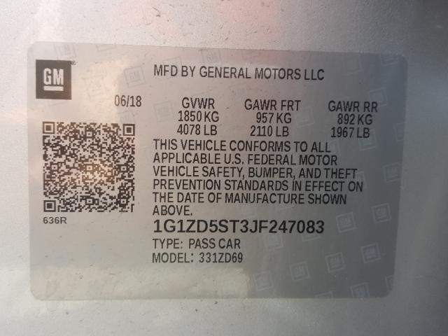 Photo 9 VIN: 1G1ZD5ST3JF247083 - CHEVROLET MALIBU LT 