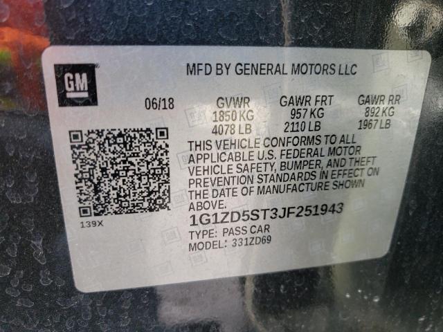 Photo 11 VIN: 1G1ZD5ST3JF251943 - CHEVROLET MALIBU LT 