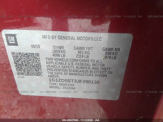 Photo 8 VIN: 1G1ZD5ST3JF290130 - CHEVROLET MALIBU 