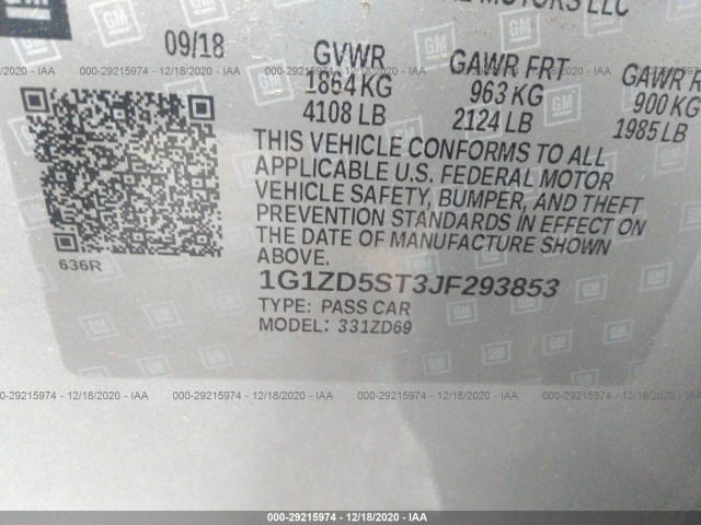 Photo 8 VIN: 1G1ZD5ST3JF293853 - CHEVROLET MALIBU 