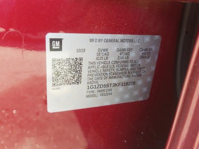 Photo 9 VIN: 1G1ZD5ST3KF118228 - CHEVROLET MALIBU LT 