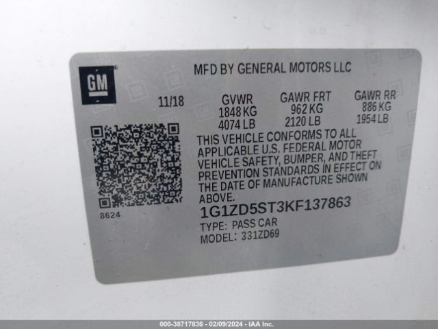 Photo 8 VIN: 1G1ZD5ST3KF137863 - CHEVROLET MALIBU 