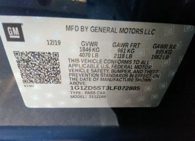 Photo 8 VIN: 1G1ZD5ST3LF072885 - CHEVROLET MALIBU 