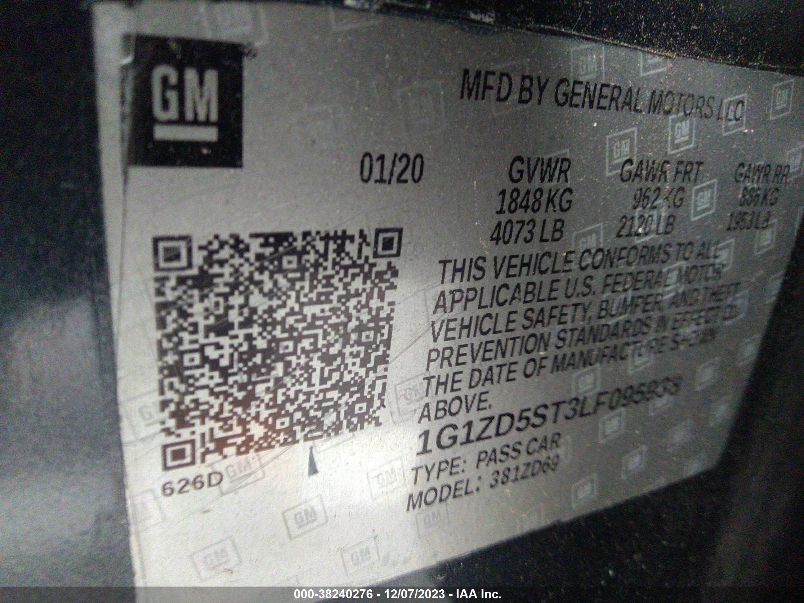 Photo 8 VIN: 1G1ZD5ST3LF095938 - CHEVROLET MALIBU 