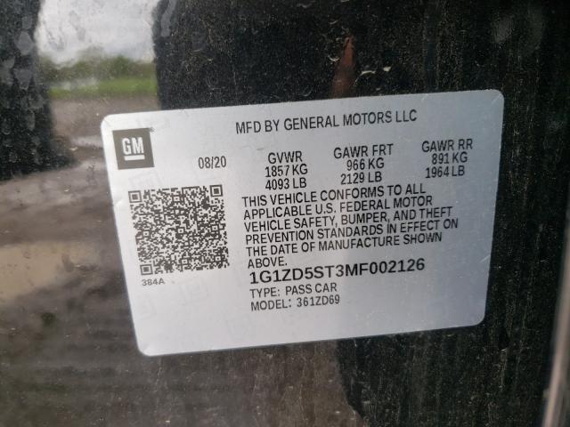 Photo 9 VIN: 1G1ZD5ST3MF002126 - CHEVROLET MALIBU LT 