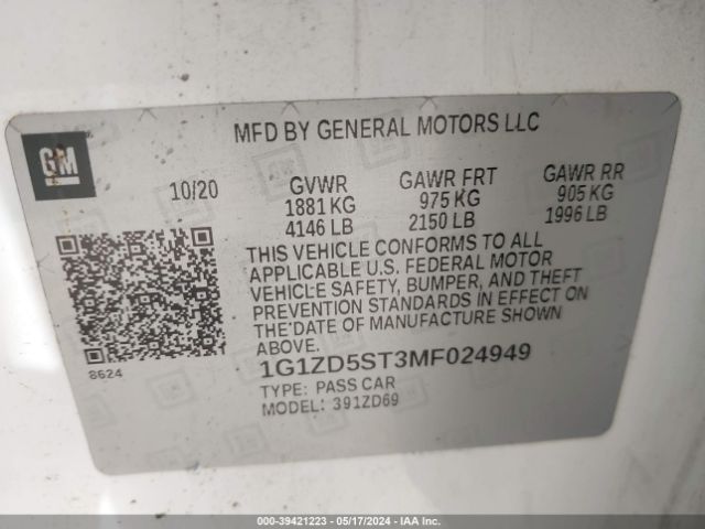 Photo 8 VIN: 1G1ZD5ST3MF024949 - CHEVROLET MALIBU 