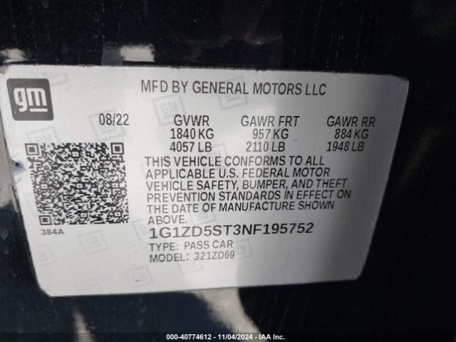 Photo 8 VIN: 1G1ZD5ST3NF195752 - CHEVROLET MALIBU 