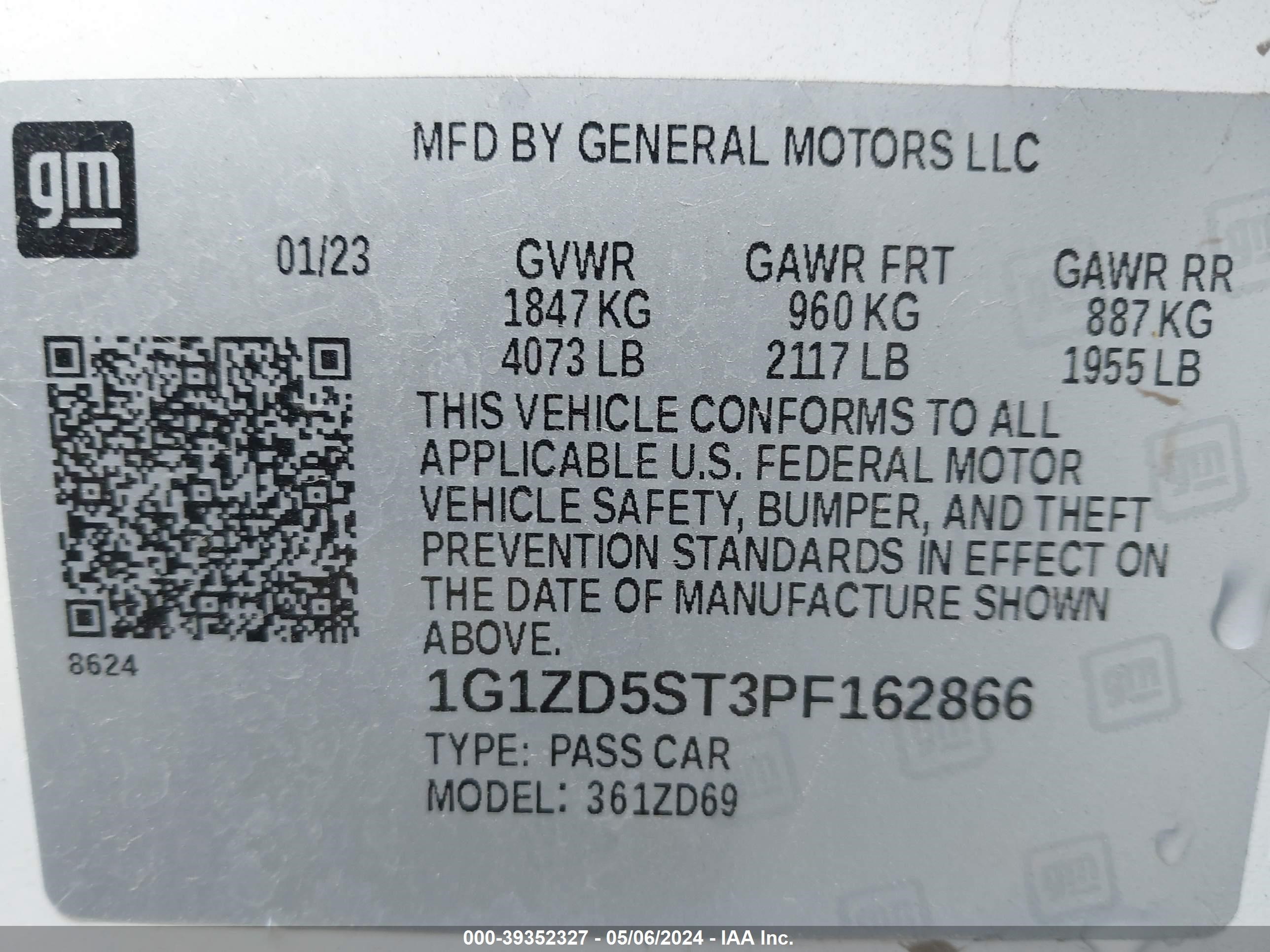 Photo 8 VIN: 1G1ZD5ST3PF162866 - CHEVROLET MALIBU 