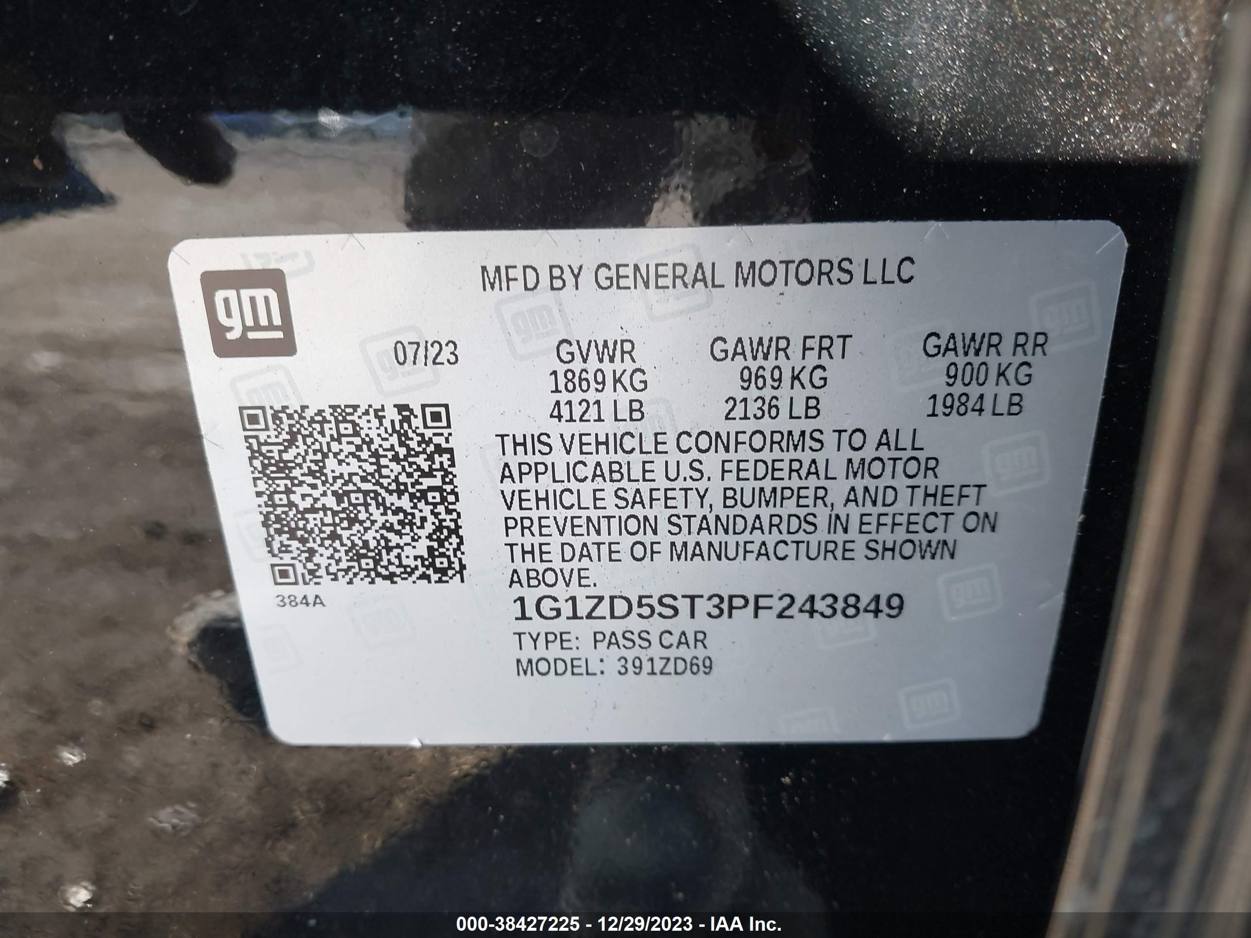 Photo 8 VIN: 1G1ZD5ST3PF243849 - CHEVROLET MALIBU 