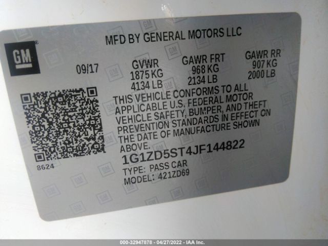 Photo 8 VIN: 1G1ZD5ST4JF144822 - CHEVROLET MALIBU 