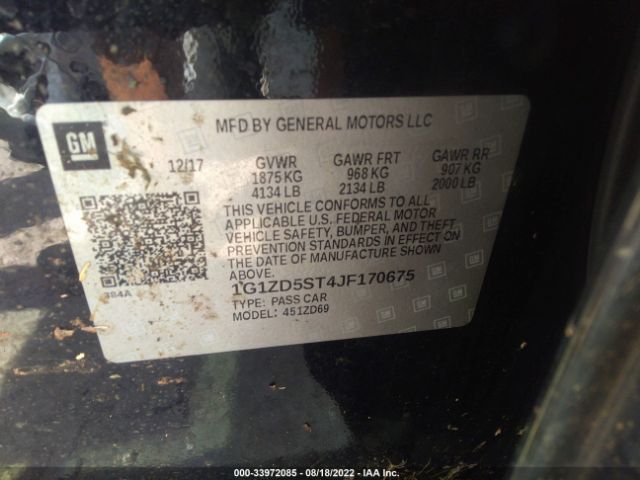 Photo 8 VIN: 1G1ZD5ST4JF170675 - CHEVROLET MALIBU 