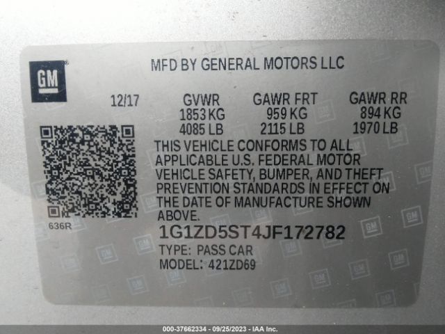 Photo 8 VIN: 1G1ZD5ST4JF172782 - CHEVROLET MALIBU 