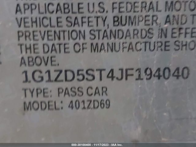 Photo 8 VIN: 1G1ZD5ST4JF194040 - CHEVROLET MALIBU 