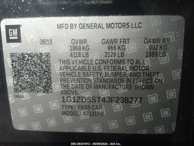 Photo 8 VIN: 1G1ZD5ST4JF238277 - CHEVROLET MALIBU 