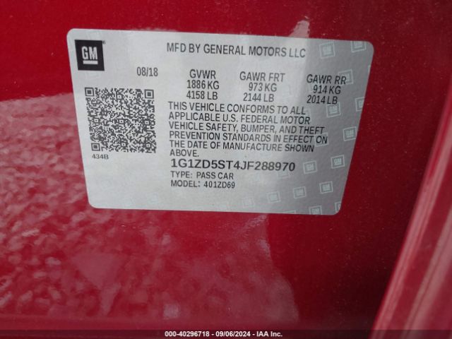 Photo 8 VIN: 1G1ZD5ST4JF288970 - CHEVROLET MALIBU 