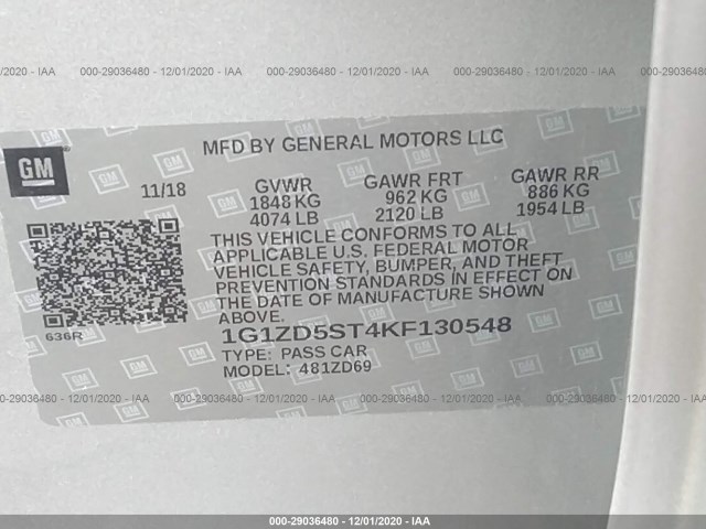 Photo 8 VIN: 1G1ZD5ST4KF130548 - CHEVROLET MALIBU 