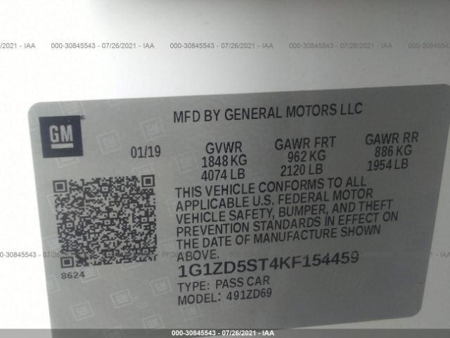 Photo 8 VIN: 1G1ZD5ST4KF154459 - CHEVROLET MALIBU 