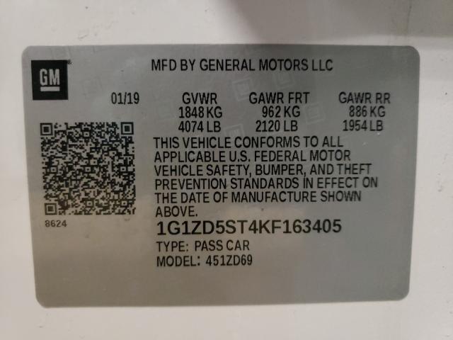 Photo 9 VIN: 1G1ZD5ST4KF163405 - CHEVROLET MALIBU LT 