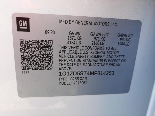 Photo 9 VIN: 1G1ZD5ST4MF014253 - CHEVROLET MALIBU LT 