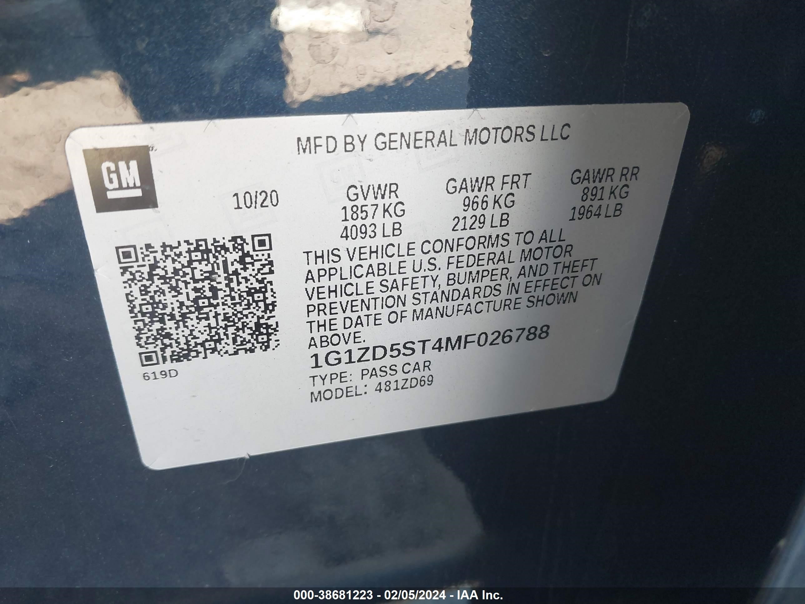 Photo 8 VIN: 1G1ZD5ST4MF026788 - CHEVROLET MALIBU 