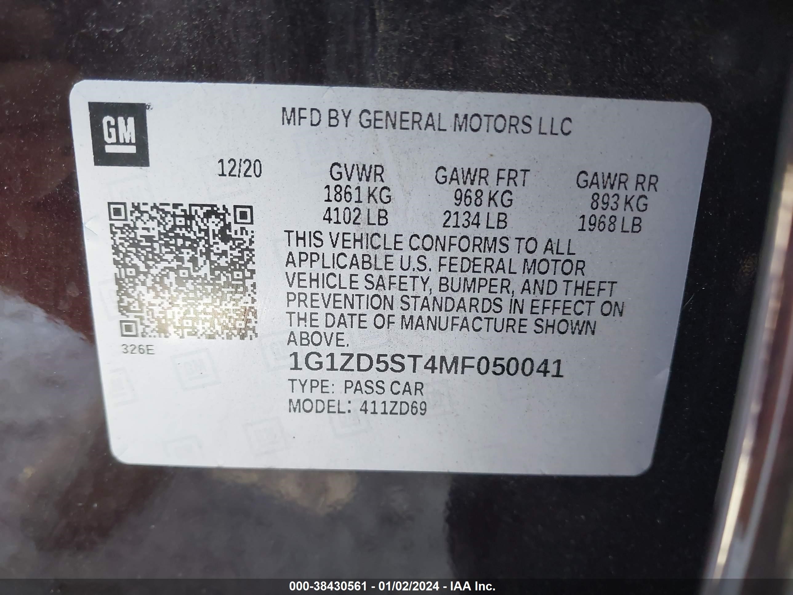 Photo 8 VIN: 1G1ZD5ST4MF050041 - CHEVROLET MALIBU 